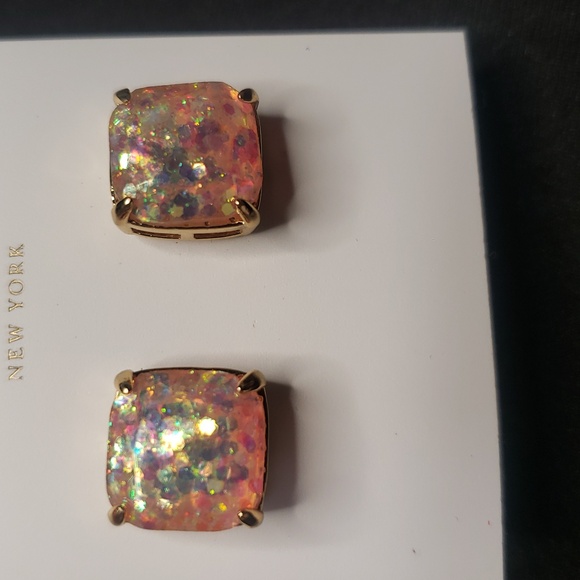 Kate Spade pale pink, glittery stud earrings. - Picture 3 of 9